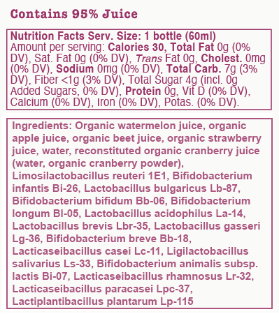 The Women’s Health nutrition facts and ingredient panel.